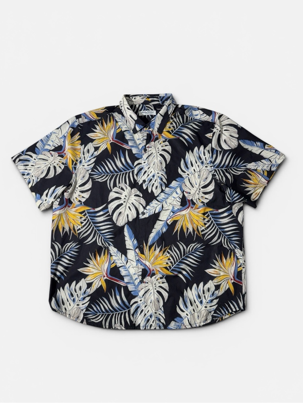 Tommy Bahama mens 2XL XXL blue floral Bahama coast island zone Hawaiian shirt
